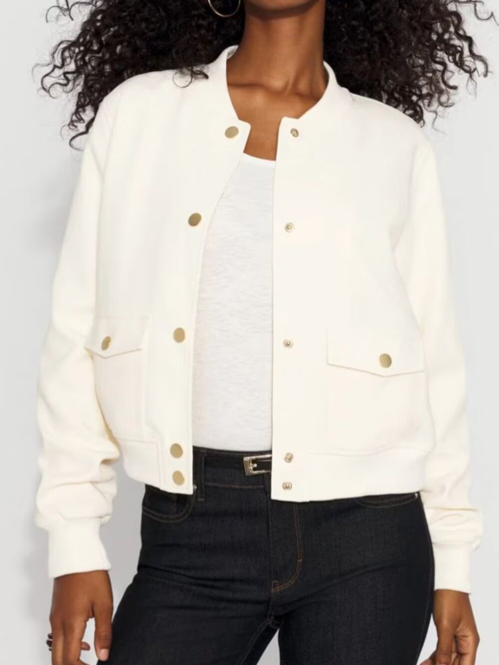 nwt WHITE HOUSE BLACK MARKET tailored bomber jacket in antique white L large 202